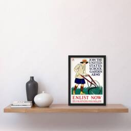 Artery8 Edward Penfield Framed Wall Art United States School Garden Army in White - Size: A4 - thumbnail 2