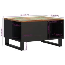 Berkfield Home Green Coffee Table 60x50x35 cm Solid Wood Reclaimed - Size: 60 x 50 x 35 cm - thumbnail 8