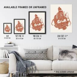 Artery8 Butterfly on Nasturtium Flower Vintage Framed Wall Art Print van Hoytema in Red - Size: A4 - thumbnail 3