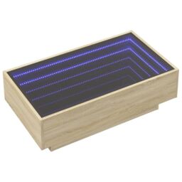Berkfield Home Coffee Table with LED Sonoma Oak 90x50x30 cm Engineered Wood in Brown - Size: 90 x 50 x 30 cm - thumbnail 3