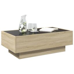 Berkfield Home Coffee Table with LED Sonoma Oak 90x50x30 cm Engineered Wood in Brown - Size: 90 x 50 x 30 cm - thumbnail 5