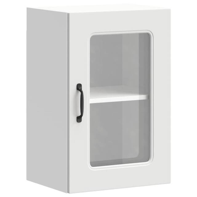 Berkfield Home Kitchen Wall Cabinet with Glass Door Kalmar White Engineered Wood - image 1