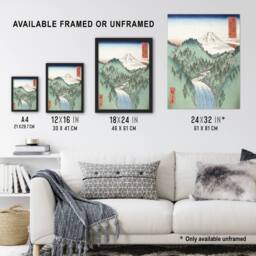 "Artery8 The Mountains Of Izu Province Japanese Wall Art Print Hiroshige in Green - Size: W12"" x H16""" - thumbnail 3