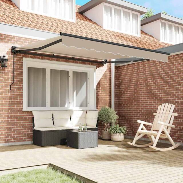 Berkfield Home Retractable Awning Manual Beige 300x250 cm Polyester - image 1