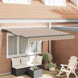 Berkfield Home Retractable Awning Manual Beige 300x250 cm Polyester - thumbnail 2