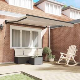 Berkfield Home Retractable Awning Manual Beige 300x250 cm Polyester - thumbnail 1