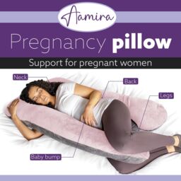 Aamira Women's Pregnancy Pillow Memory Foam U Shaped Maternity Support Pillow Pink & Grey - thumbnail 2