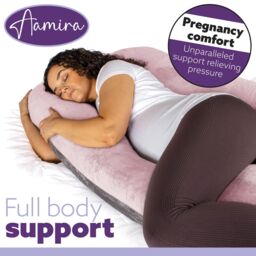 Aamira Women's Pregnancy Pillow Memory Foam U Shaped Maternity Support Pillow Pink & Grey - thumbnail 6