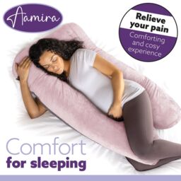 Aamira Women's Pregnancy Pillow Memory Foam U Shaped Maternity Support Pillow Pink & Grey - thumbnail 4