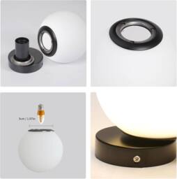 COMELY Modern Ball Wall Lights E27 Wall Lights Glass Shade 15 cm, Black - thumbnail 9