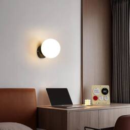 COMELY Modern Ball Wall Lights E27 Wall Lights Glass Shade 15 cm, Black - thumbnail 4