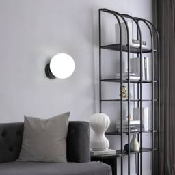 COMELY Modern Ball Wall Lights E27 Wall Lights Glass Shade 15 cm, Black - thumbnail 2