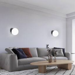 COMELY Modern Ball Wall Lights E27 Wall Lights Glass Shade 15 cm, Black - thumbnail 5