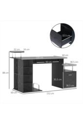 ERGOVEXA Computer Desk with Drawer Shelves CPU Storage, Black with wood grain - thumbnail 2