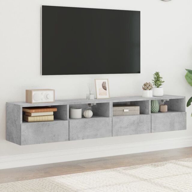 Berkfield Home TV Wall Cabinets 2 pcs Concrete Grey 80x30x30 cm Engineered Wood - Size: 80 x 30 x 30 cm - image 1