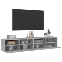Berkfield Home TV Wall Cabinets 2 pcs Concrete Grey 80x30x30 cm Engineered Wood - Size: 80 x 30 x 30 cm - thumbnail 6