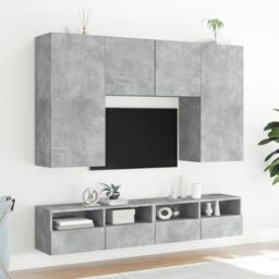 Berkfield Home TV Wall Cabinets 2 pcs Concrete Grey 80x30x30 cm Engineered Wood - Size: 80 x 30 x 30 cm - thumbnail 4