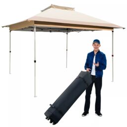Costway 3.6 x 3.6 M Pop up Gazebo Tent Portable Canopy Shelter w/ Vented Top in Khaki - thumbnail 1