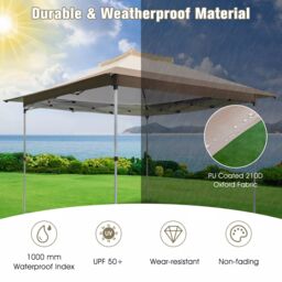 Costway 3.6 x 3.6 M Pop up Gazebo Tent Portable Canopy Shelter w/ Vented Top in Khaki - thumbnail 3