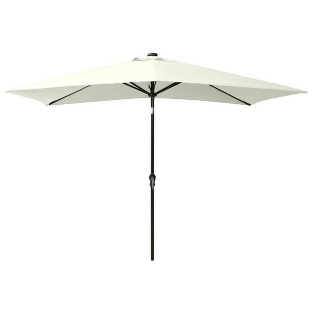 Berkfield Home Parasol with LEDs & Steel Pole Sand 2x3 m in Beige - image 1