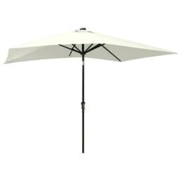 Berkfield Home Parasol with LEDs & Steel Pole Sand 2x3 m in Beige - thumbnail 4
