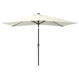 Berkfield Home Parasol with LEDs & Steel Pole Sand 2x3 m in Beige - thumbnail 1