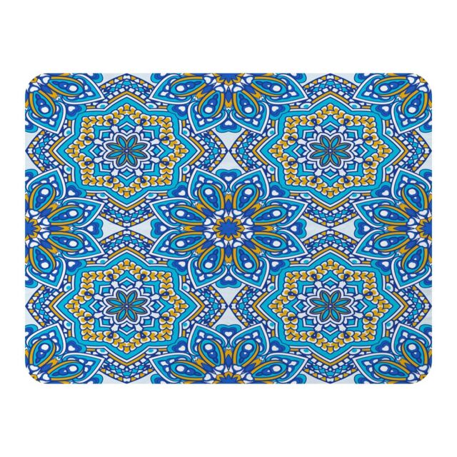 Benjamin Tate Design Floral & Geometric Embellished Tiles Blanket in Natural - Size: 120 cm x 150 cm - image 1