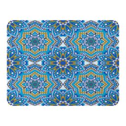 Benjamin Tate Design Floral & Geometric Embellished Tiles Blanket in Natural - Size: 120 cm x 150 cm - thumbnail 1