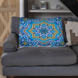 Benjamin Tate Design Floral & Geometric Embellished Tiles Blanket in Natural - Size: 120 cm x 150 cm - thumbnail 2