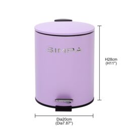 simpa 5L Slim Soft-Closing Pedal Dustbin in Lilac - thumbnail 5