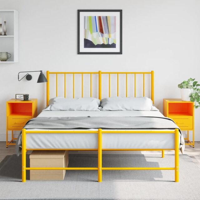 Berkfield Home Bedside Cabinets 2 pcs Mustard Yellow 36x39x60.5 cm Steel - image 1