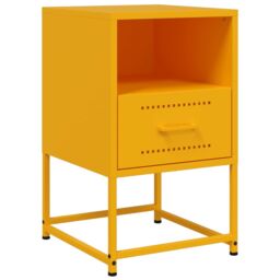 Berkfield Home Bedside Cabinets 2 pcs Mustard Yellow 36x39x60.5 cm Steel - thumbnail 6