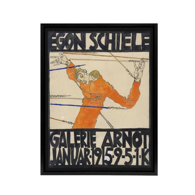"Artery8 Arnot 1915 Exhibition Poster Ad Framed Canvas Wall Art Print Schiele in Orange - Size: W12"" x H16""" - image 1