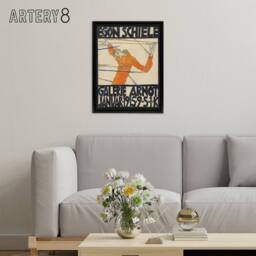 "Artery8 Arnot 1915 Exhibition Poster Ad Framed Canvas Wall Art Print Schiele in Orange - Size: W12"" x H16""" - thumbnail 3