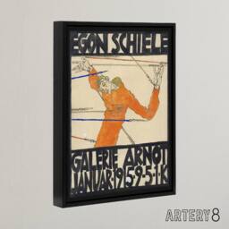 "Artery8 Arnot 1915 Exhibition Poster Ad Framed Canvas Wall Art Print Schiele in Orange - Size: W12"" x H16""" - thumbnail 2