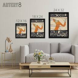 "Artery8 Arnot 1915 Exhibition Poster Ad Framed Canvas Wall Art Print Schiele in Orange - Size: W12"" x H16""" - thumbnail 4