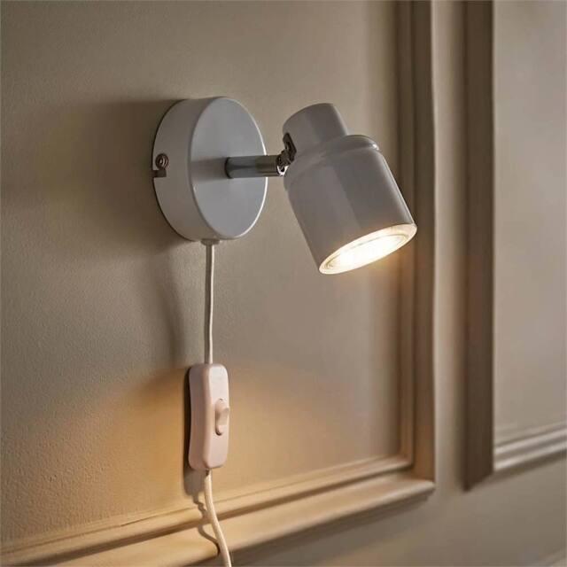 Nordara Plug In Wall Light Adjustable Spotlight Reading Lamp Bedside in White - image 1