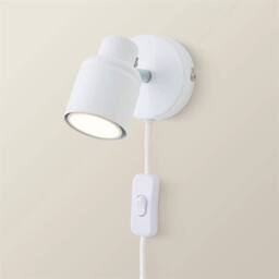 Nordara Plug In Wall Light Adjustable Spotlight Reading Lamp Bedside in White - thumbnail 3