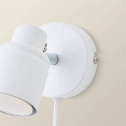 Nordara Plug In Wall Light Adjustable Spotlight Reading Lamp Bedside in White - thumbnail 2