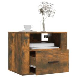 Berkfield Home Elegant Wall-mounted Bedside Cabinets 2 pcs Smoked Oak 50x36x40 cm in Brown - Size: 50 x 36 x 40 cm - thumbnail 4