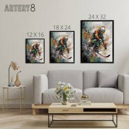 "Artery8 Skier Skiing Winter Sport Paint Splat Framed Canvas Wall Art Print - Size: W12"" x H16""" - thumbnail 4