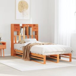 Berkfield Home Bookcase Bed without Mattress Wax Brown 100x200 cm Solid Wood Pine - thumbnail 1