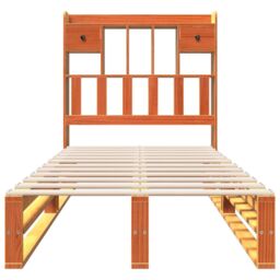 Berkfield Home Bookcase Bed without Mattress Wax Brown 100x200 cm Solid Wood Pine - thumbnail 4
