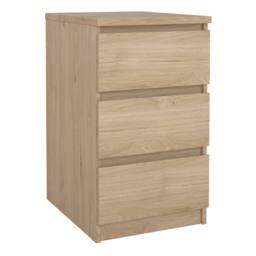 Wyld Haus Budapest Natural Oak Effect Bedside Table 3 Drawers - thumbnail 2