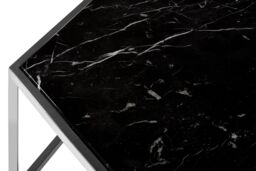 Orsina Silver Frame Hexagon Coffee Table, Modern Black Marble Top Coffee Table, Silver Finish Hexagonal Kitchen Table - thumbnail 3
