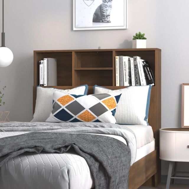Berkfield Home Headboard Cabinet Brown Oak 100x19x103.5 cm - image 1