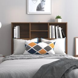 Berkfield Home Headboard Cabinet Brown Oak 100x19x103.5 cm - thumbnail 3