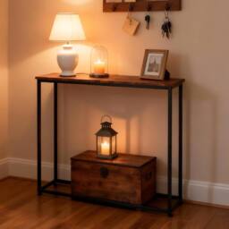 Levede Console Hall Table Slim Entryway Hallway Table Display Shelf in Brown - thumbnail 2