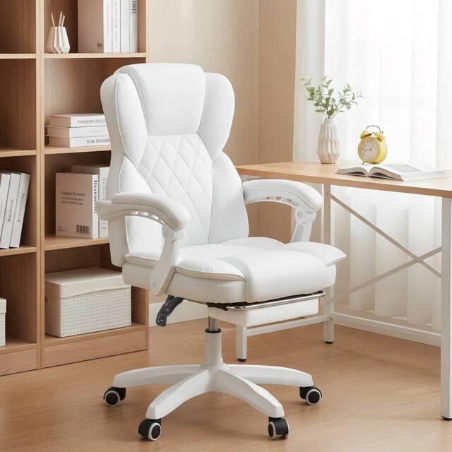 EONLION White Executive Desk Chair High Back Adjustable Height - Size: 100 cm - image 1