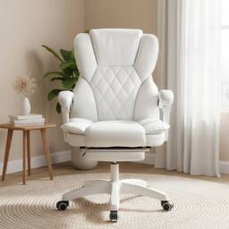 EONLION White Executive Desk Chair High Back Adjustable Height - Size: 100 cm - thumbnail 3